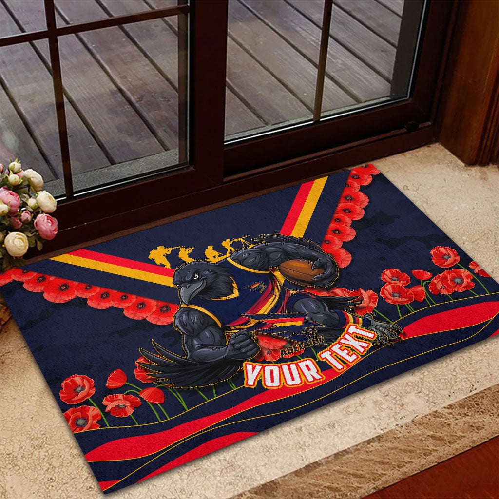 Personalised Adelaide Crows ANZAC Rubber Doormat Military Remembrance Australian Football Mascot Camouflage