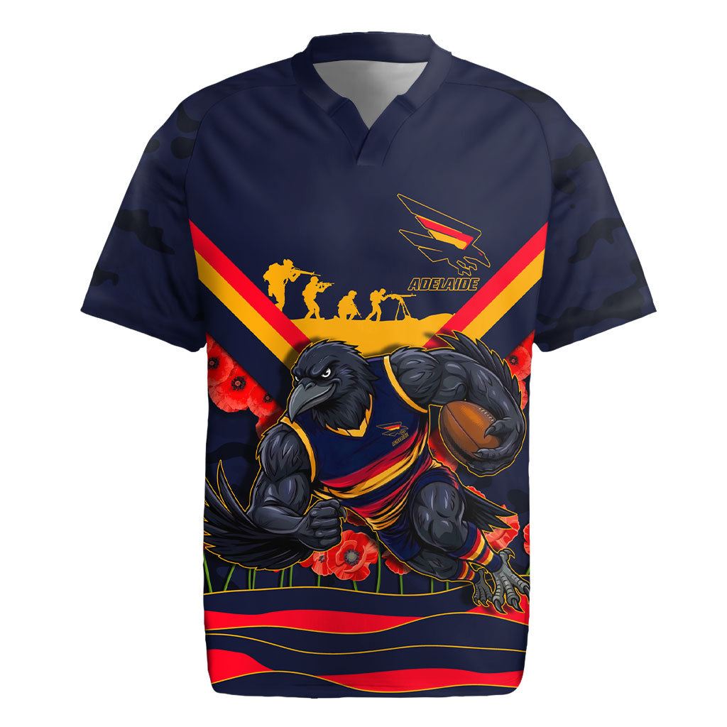 Personalised Adelaide Crows ANZAC Rugby Jersey Military Remembrance Australian Football Mascot Camouflage