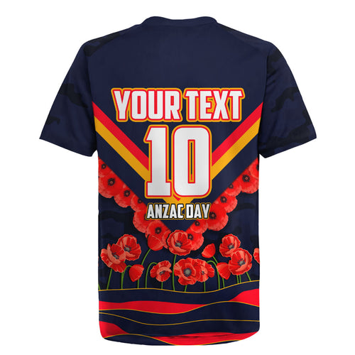 Personalised Adelaide Crows ANZAC Rugby Jersey Military Remembrance Australian Football Mascot Camouflage