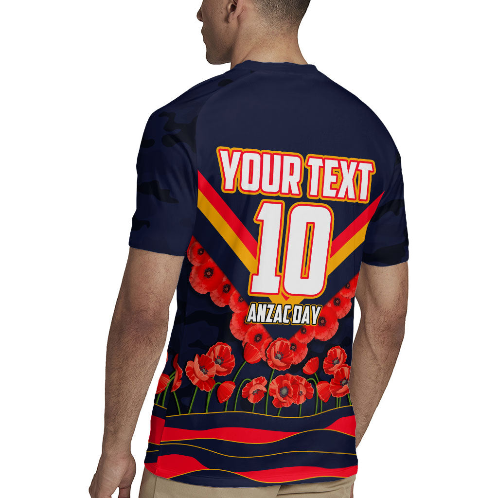 Personalised Adelaide Crows ANZAC Rugby Jersey Military Remembrance Australian Football Mascot Camouflage