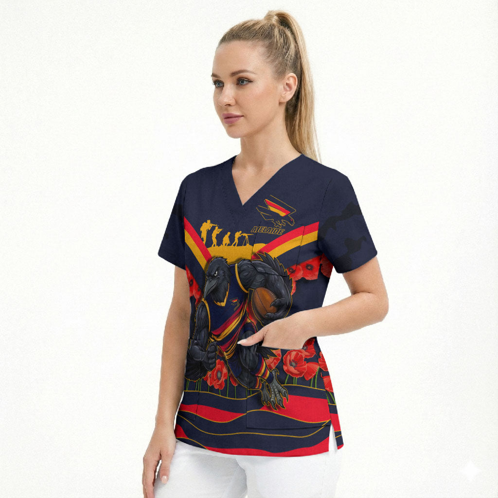 Personalised Adelaide Crows ANZAC Scrub Top Military Remembrance Australian Football Mascot Camouflage