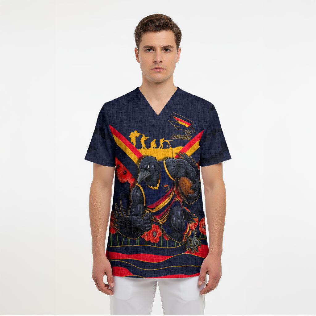 Personalised Adelaide Crows ANZAC Scrub Top Military Remembrance Australian Football Mascot Camouflage