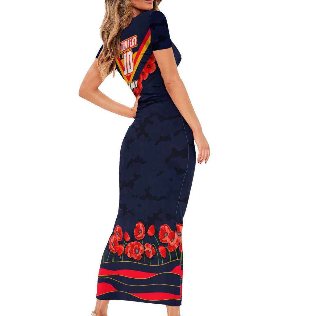 Personalised Adelaide Crows ANZAC Short Sleeve Bodycon Dress Military Remembrance Australian Football Mascot Camouflage