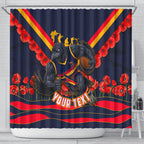 Personalised Adelaide Crows ANZAC Shower Curtain Military Remembrance Australian Football Mascot Camouflage