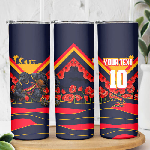 Personalised Adelaide Crows ANZAC Skinny Tumbler Military Remembrance Australian Football Mascot Camouflage