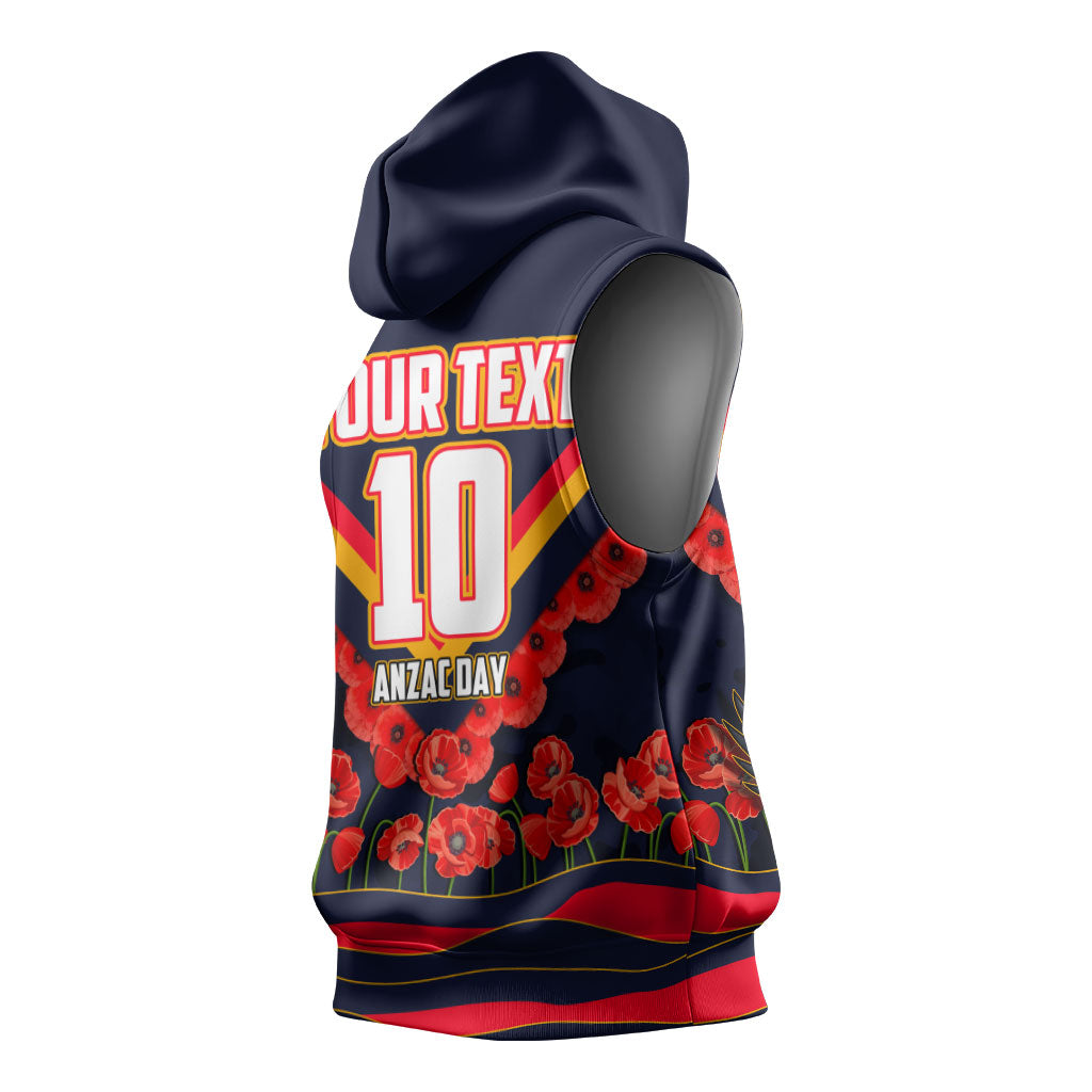 Personalised Adelaide Crows ANZAC Sleeveless Hoodie Military Remembrance Australian Football Mascot Camouflage