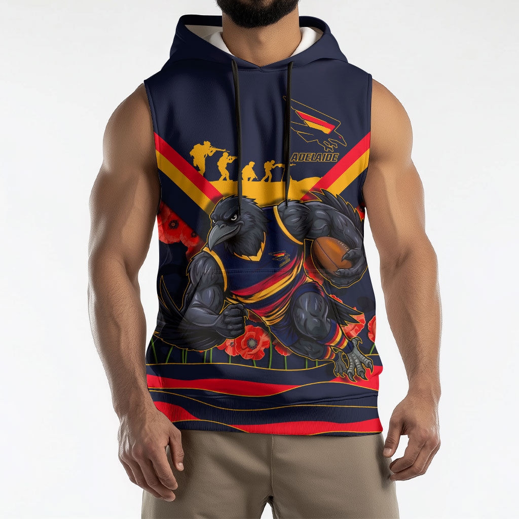 Personalised Adelaide Crows ANZAC Sleeveless Hoodie Military Remembrance Australian Football Mascot Camouflage