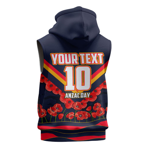 Personalised Adelaide Crows ANZAC Sleeveless Zip Hoodie Military Remembrance Australian Football Mascot Camouflage