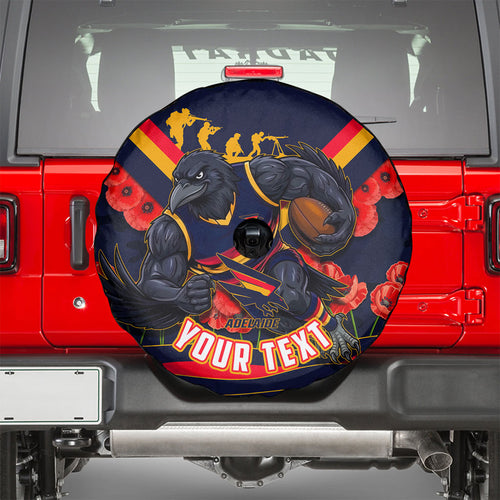 Personalised Adelaide Crows ANZAC Spare Tire Cover Military Remembrance Australian Football Mascot Camouflage