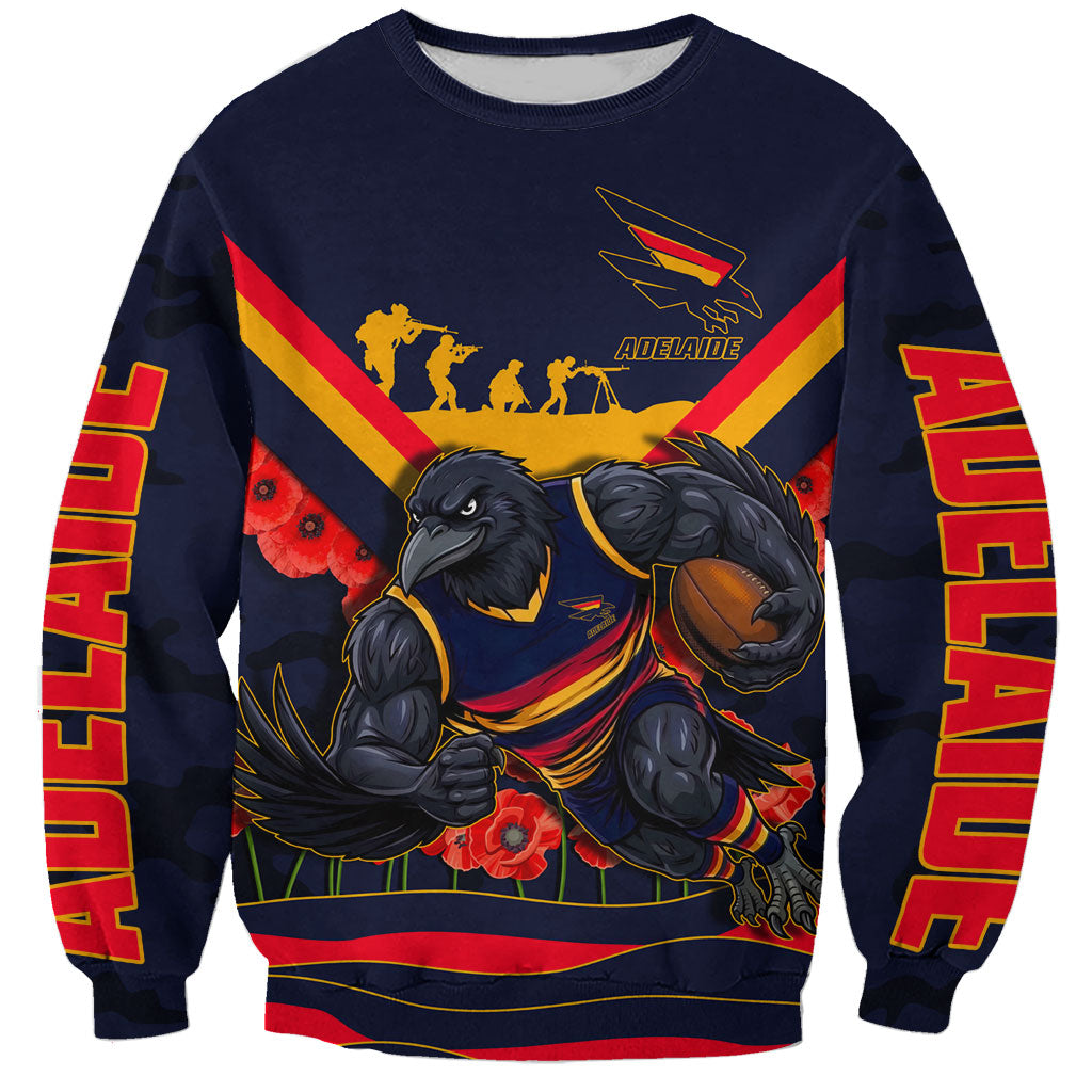 Personalised Adelaide Crows ANZAC Sweatshirt Military Remembrance Australian Football Mascot Camouflage