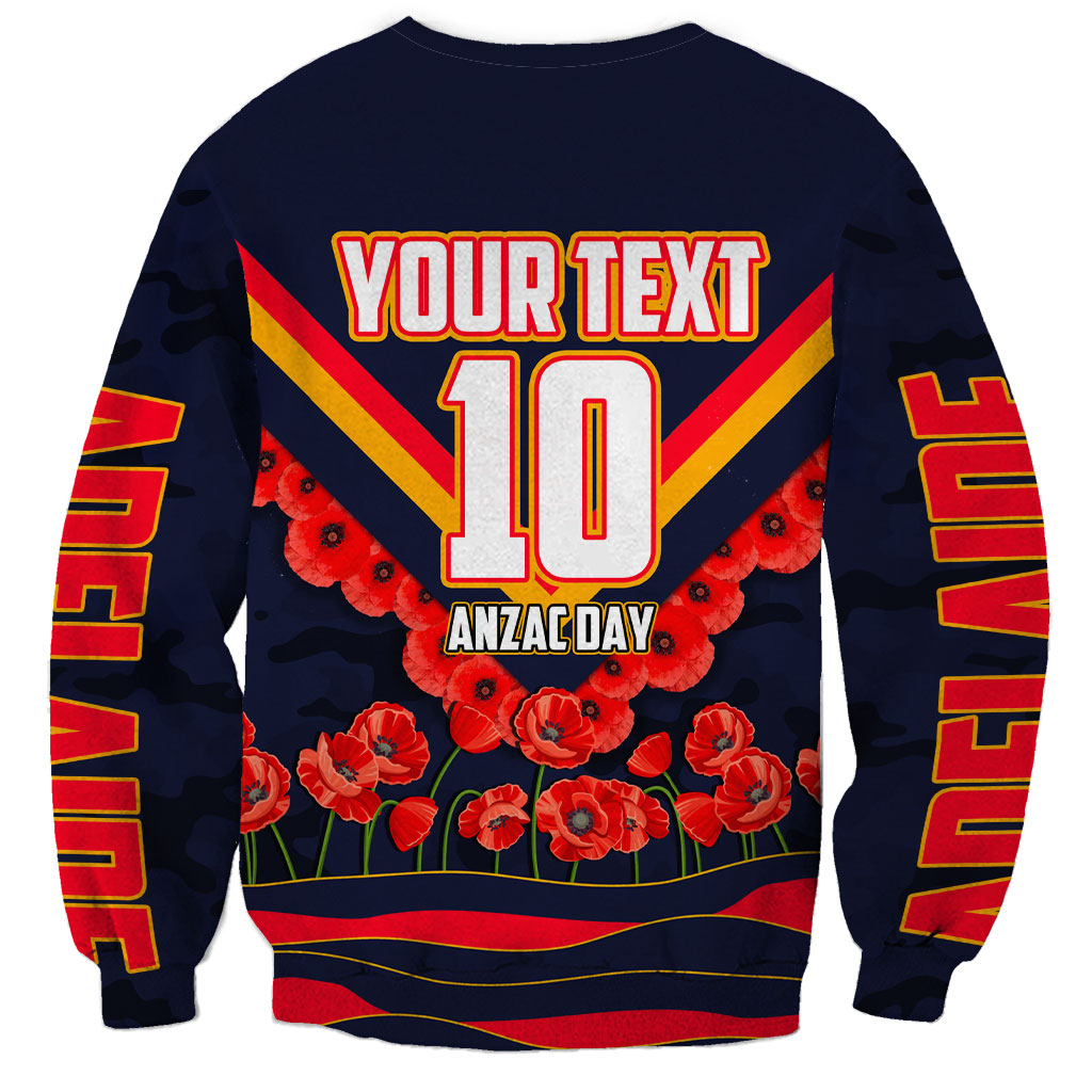 Personalised Adelaide Crows ANZAC Sweatshirt Military Remembrance Australian Football Mascot Camouflage