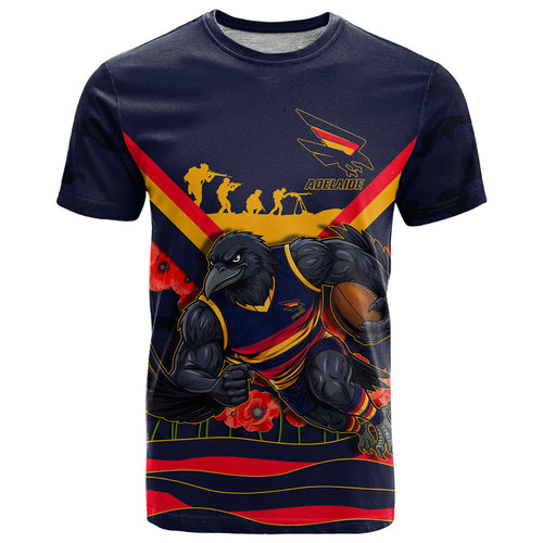 Personalised Adelaide Crows ANZAC T Shirt Military Remembrance Australian Football Mascot Camouflage