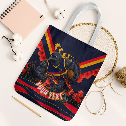 Personalised Adelaide Crows ANZAC Tote Bag Military Remembrance Australian Football Mascot Camouflage
