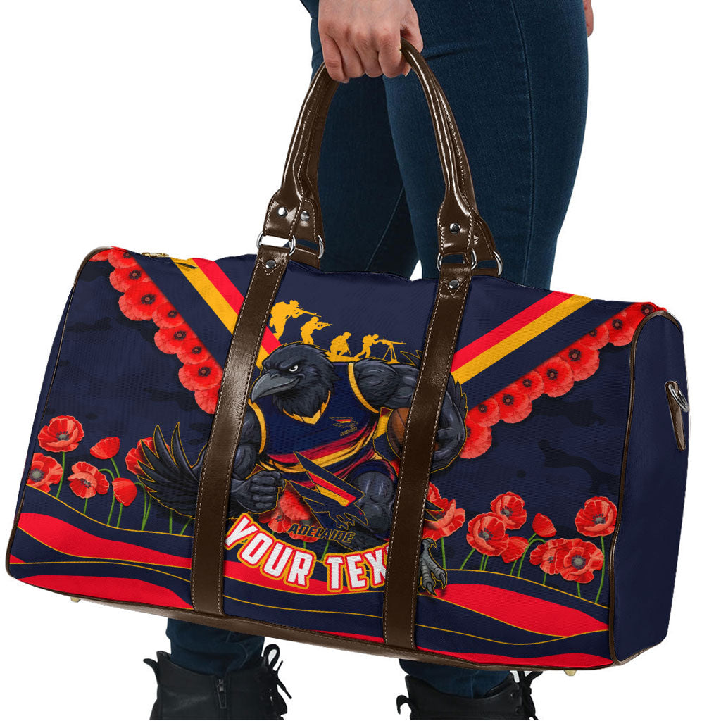 Personalised Adelaide Crows ANZAC Travel Bag Military Remembrance Australian Football Mascot Camouflage