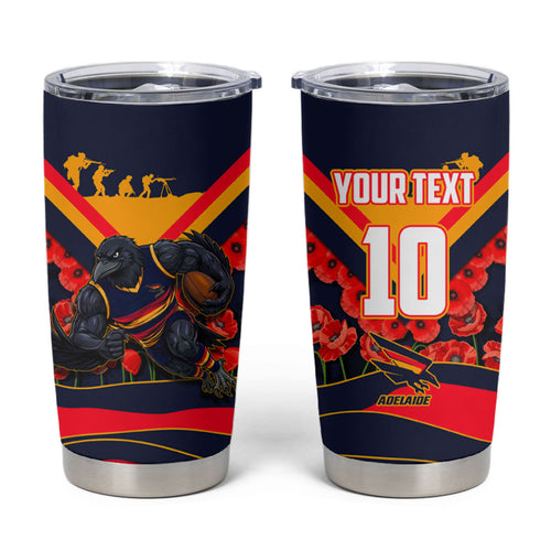Personalised Adelaide Crows ANZAC Tumbler Cup Military Remembrance Australian Football Mascot Camouflage