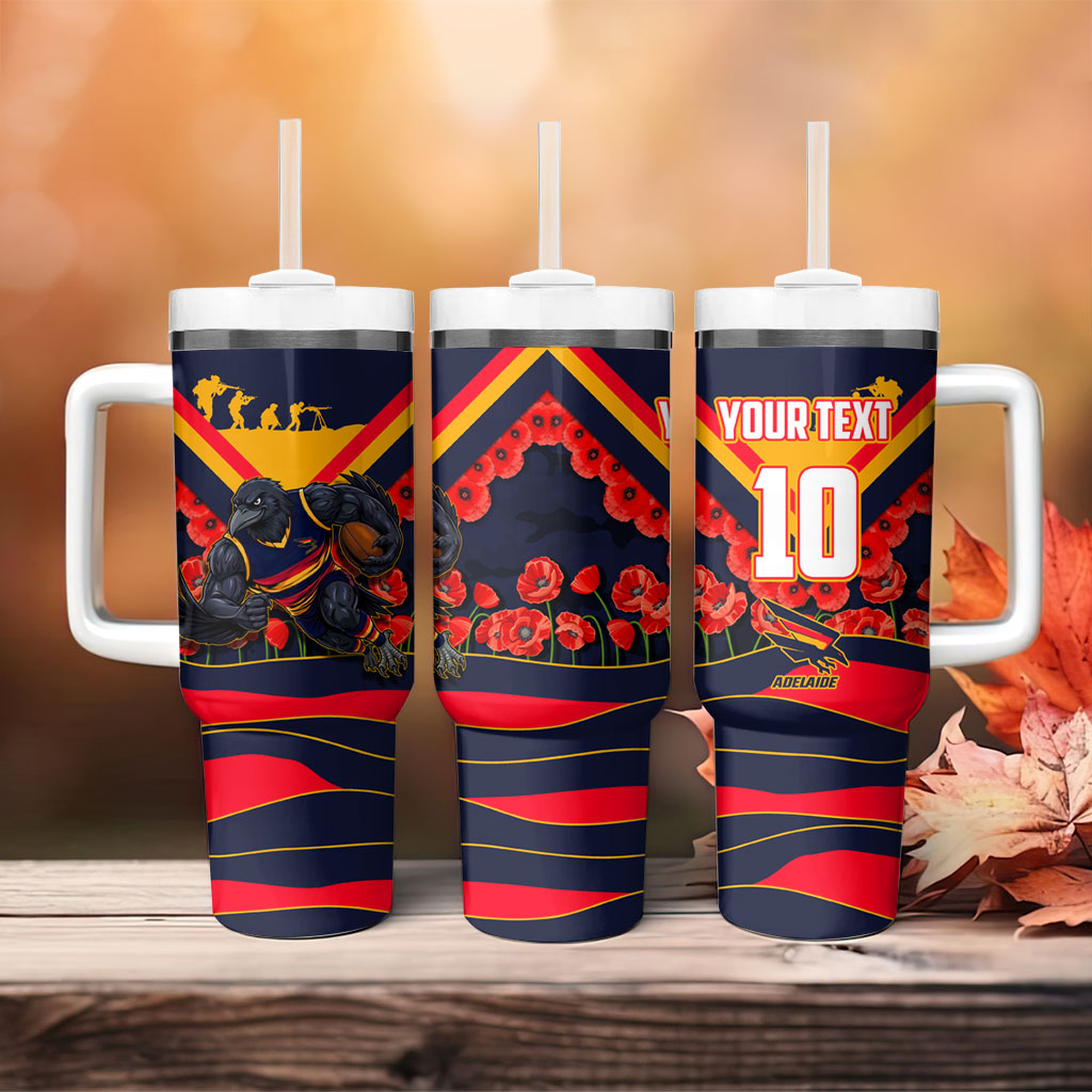 Personalised Adelaide Crows ANZAC Tumbler With Handle Military Remembrance Australian Football Mascot Camouflage