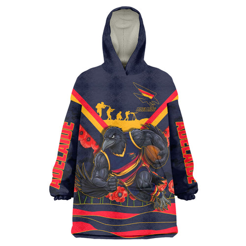 Personalised Adelaide Crows ANZAC Wearable Blanket Hoodie Military Remembrance Australian Football Mascot Camouflage