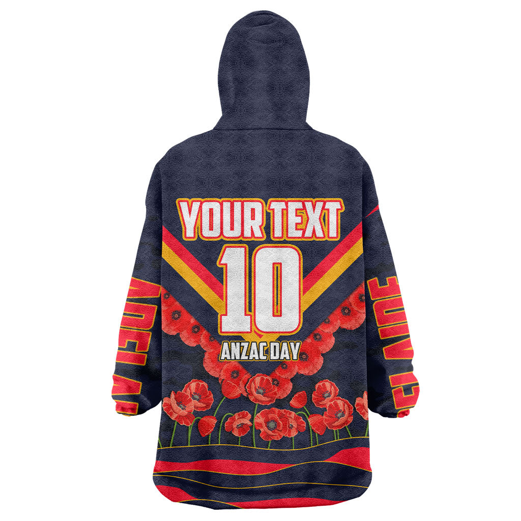 Personalised Adelaide Crows ANZAC Wearable Blanket Hoodie Military Remembrance Australian Football Mascot Camouflage