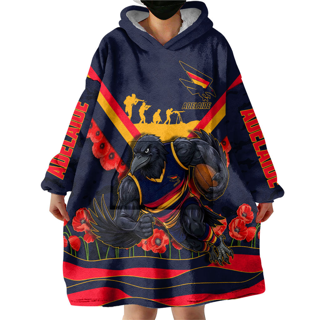 Personalised Adelaide Crows ANZAC Wearable Blanket Hoodie Military Remembrance Australian Football Mascot Camouflage
