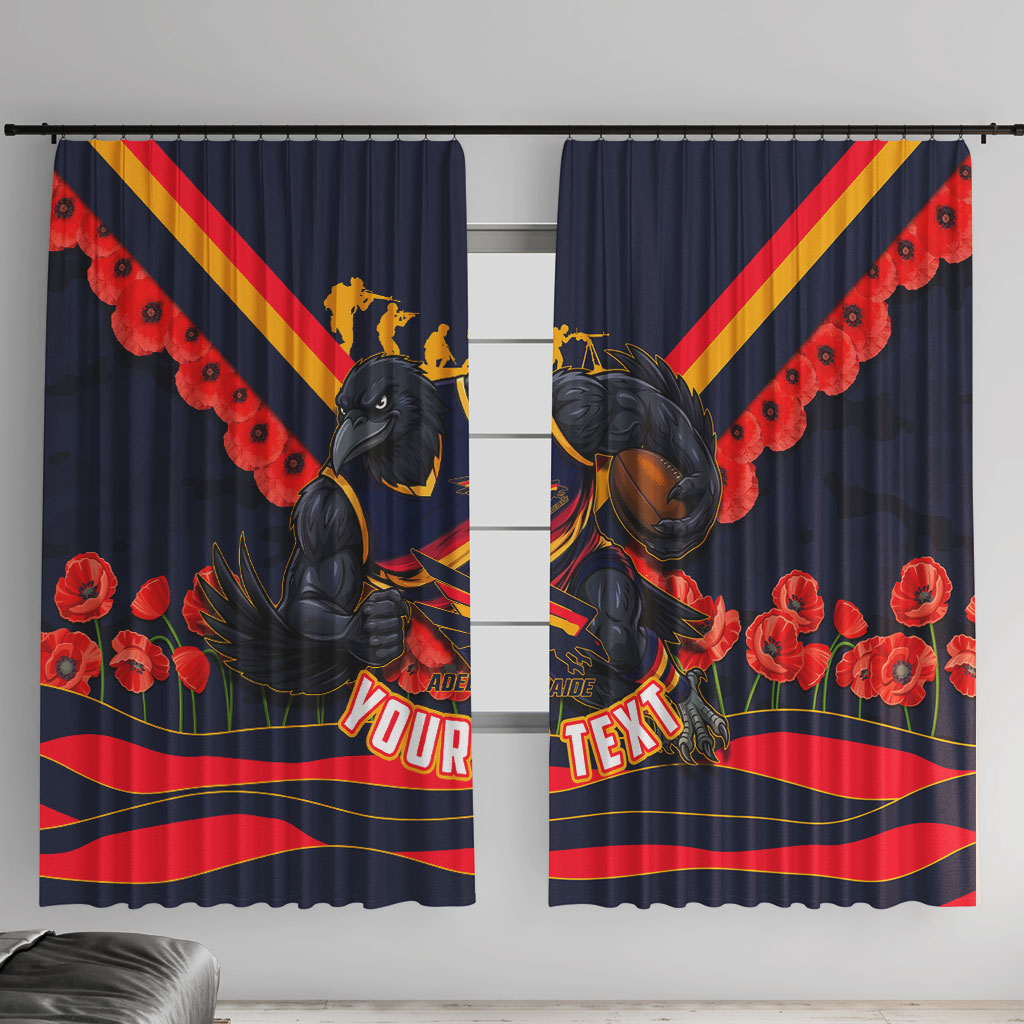 Personalised Adelaide Crows ANZAC Window Curtain Military Remembrance Australian Football Mascot Camouflage