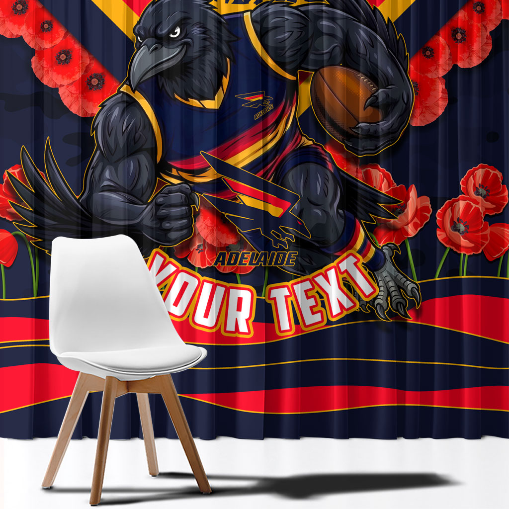 Personalised Adelaide Crows ANZAC Window Curtain Military Remembrance Australian Football Mascot Camouflage