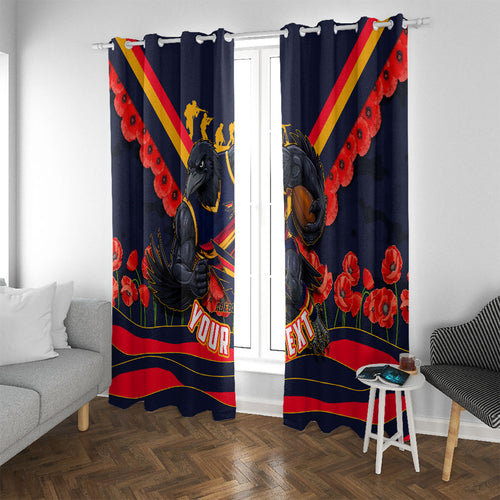 Personalised Adelaide Crows ANZAC Window Curtain Military Remembrance Australian Football Mascot Camouflage