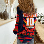 Personalised Adelaide Crows ANZAC Women Casual Shirt Military Remembrance Australian Football Mascot Camouflage