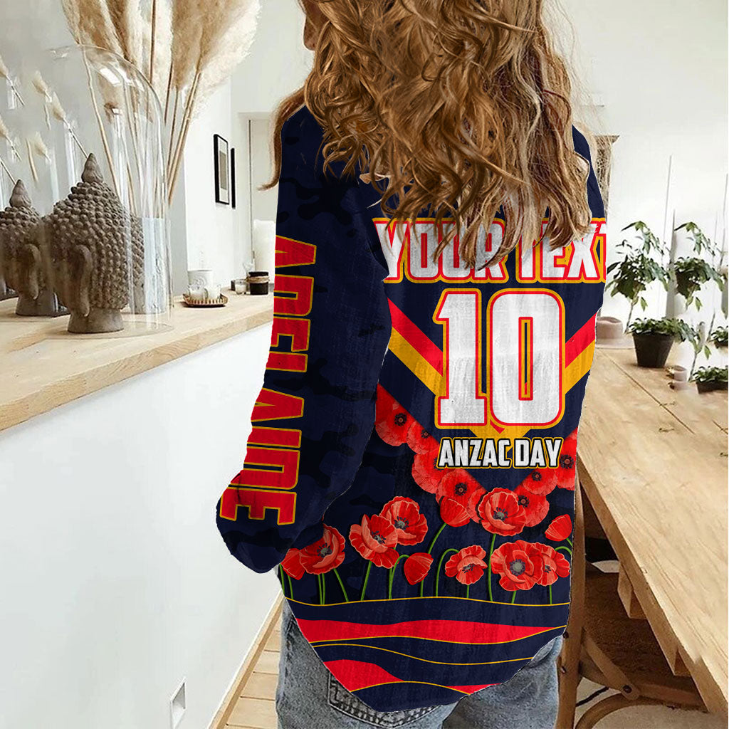 Personalised Adelaide Crows ANZAC Women Casual Shirt Military Remembrance Australian Football Mascot Camouflage