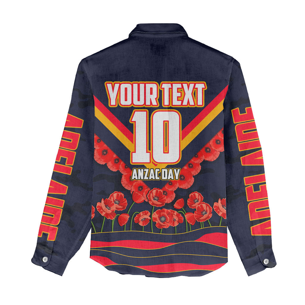 Personalised Adelaide Crows ANZAC Women Casual Shirt Military Remembrance Australian Football Mascot Camouflage