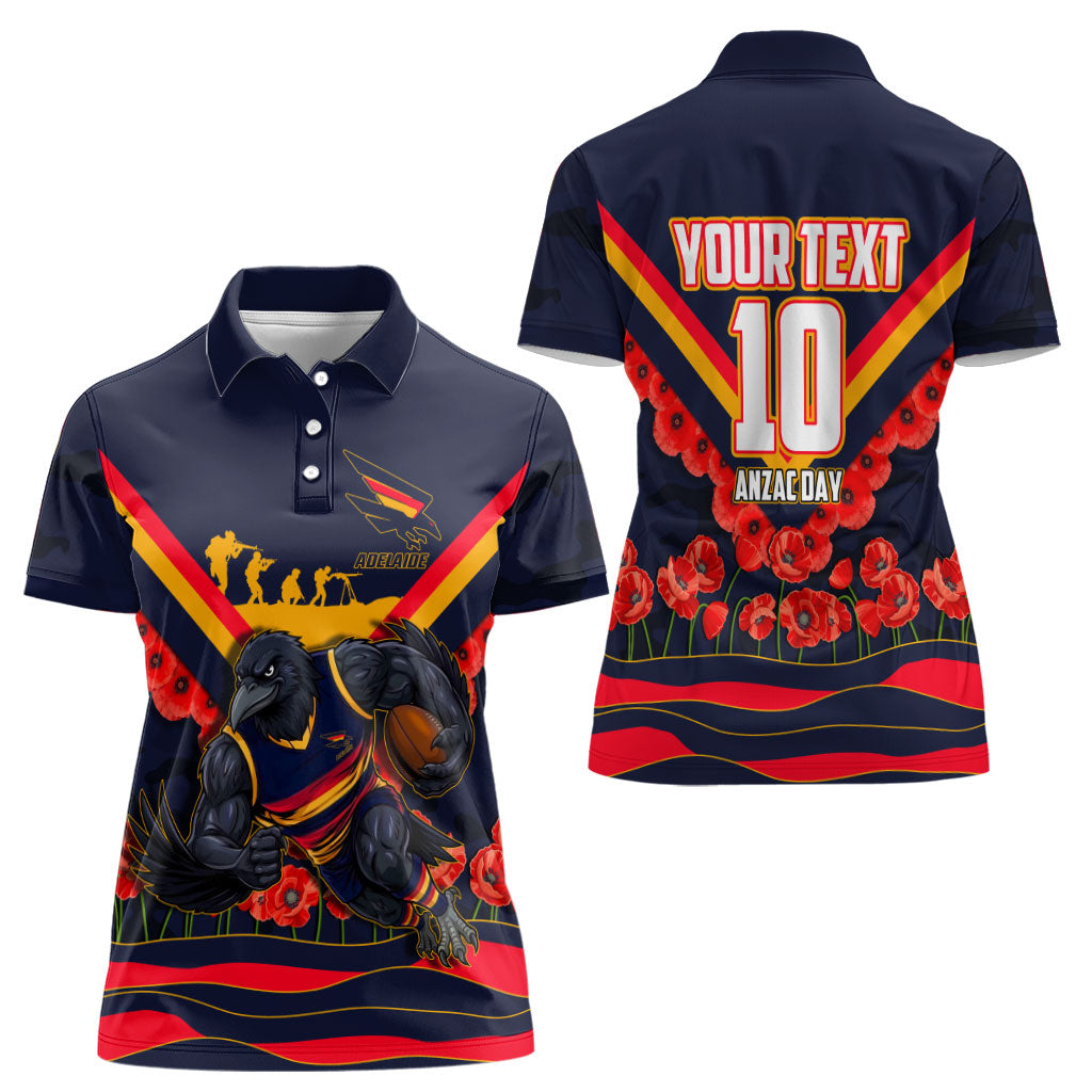 Personalised Adelaide Crows ANZAC Women Polo Shirt Military Remembrance Australian Football Mascot Camouflage