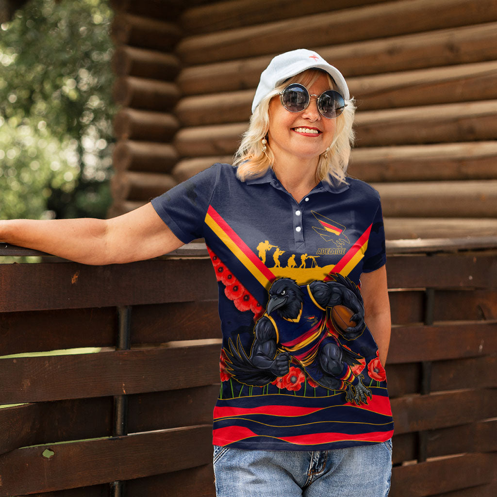 Personalised Adelaide Crows ANZAC Women Polo Shirt Military Remembrance Australian Football Mascot Camouflage