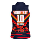 Personalised Adelaide Crows ANZAC Women Sleeveless Polo Shirt Military Remembrance Australian Football Mascot Camouflage
