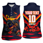 Personalised Adelaide Crows ANZAC Women Sleeveless Polo Shirt Military Remembrance Australian Football Mascot Camouflage