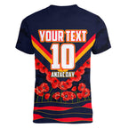 Personalised Adelaide Crows ANZAC Women V-Neck T-Shirt Military Remembrance Australian Football Mascot Camouflage