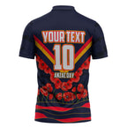 Personalised Adelaide Crows ANZAC Zipper Polo Shirt Military Remembrance Australian Football Mascot Camouflage