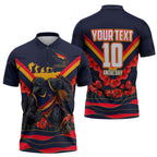 Personalised Adelaide Crows ANZAC Zipper Polo Shirt Military Remembrance Australian Football Mascot Camouflage