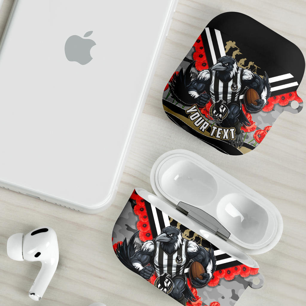 Personalised Collingwood Magpies ANZAC AirPods Case Military Remembrance Australian Football Mascot Camouflage