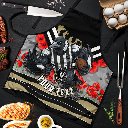 Personalised Collingwood Magpies ANZAC Apron Military Remembrance Australian Football Mascot Camouflage