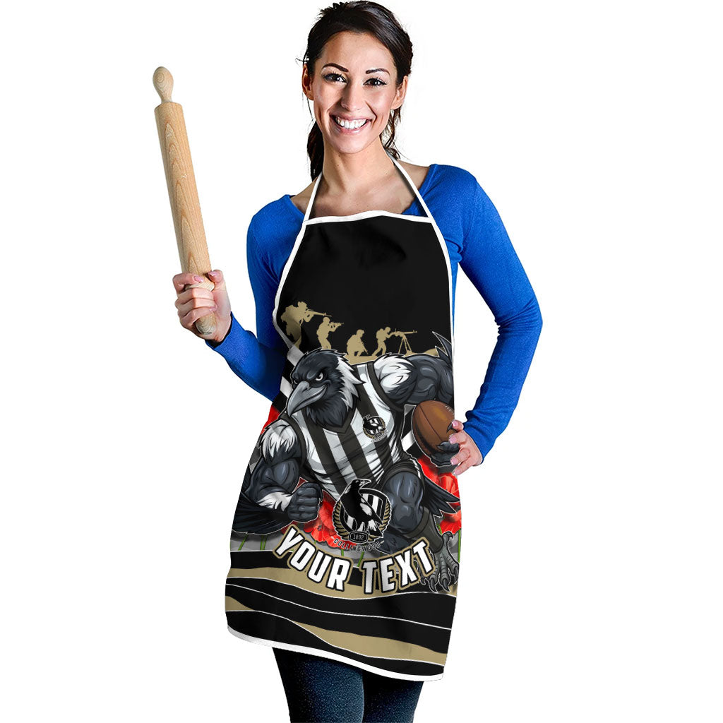 Personalised Collingwood Magpies ANZAC Apron Military Remembrance Australian Football Mascot Camouflage