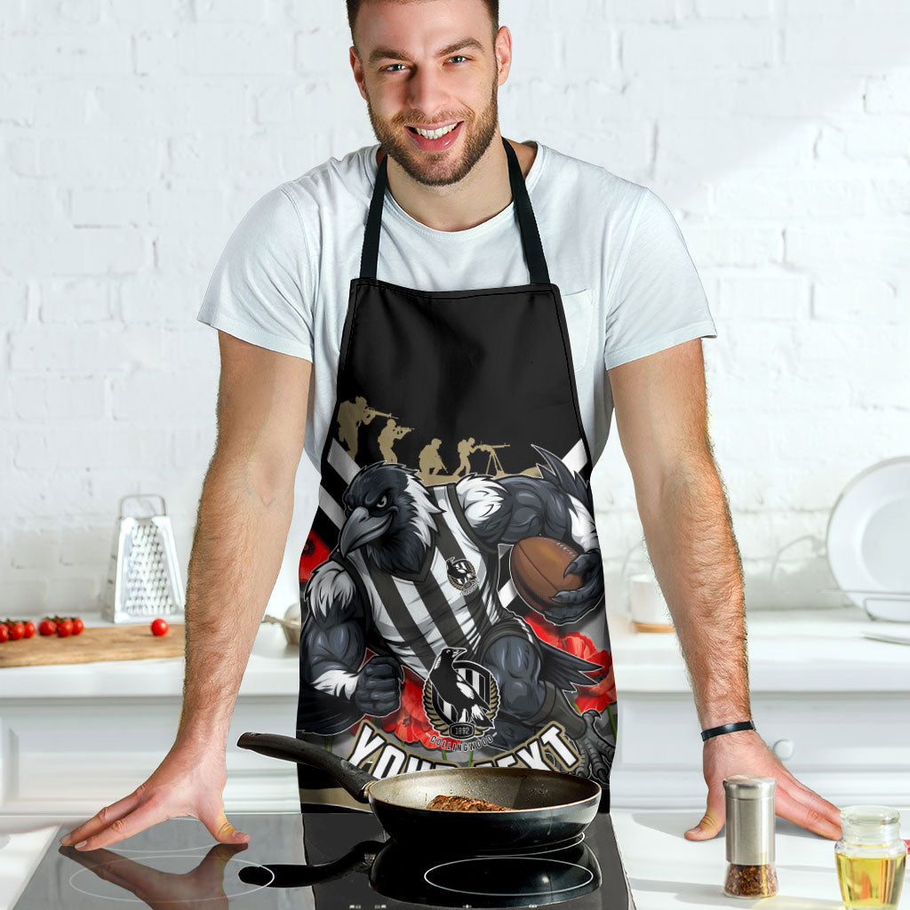 Personalised Collingwood Magpies ANZAC Apron Military Remembrance Australian Football Mascot Camouflage