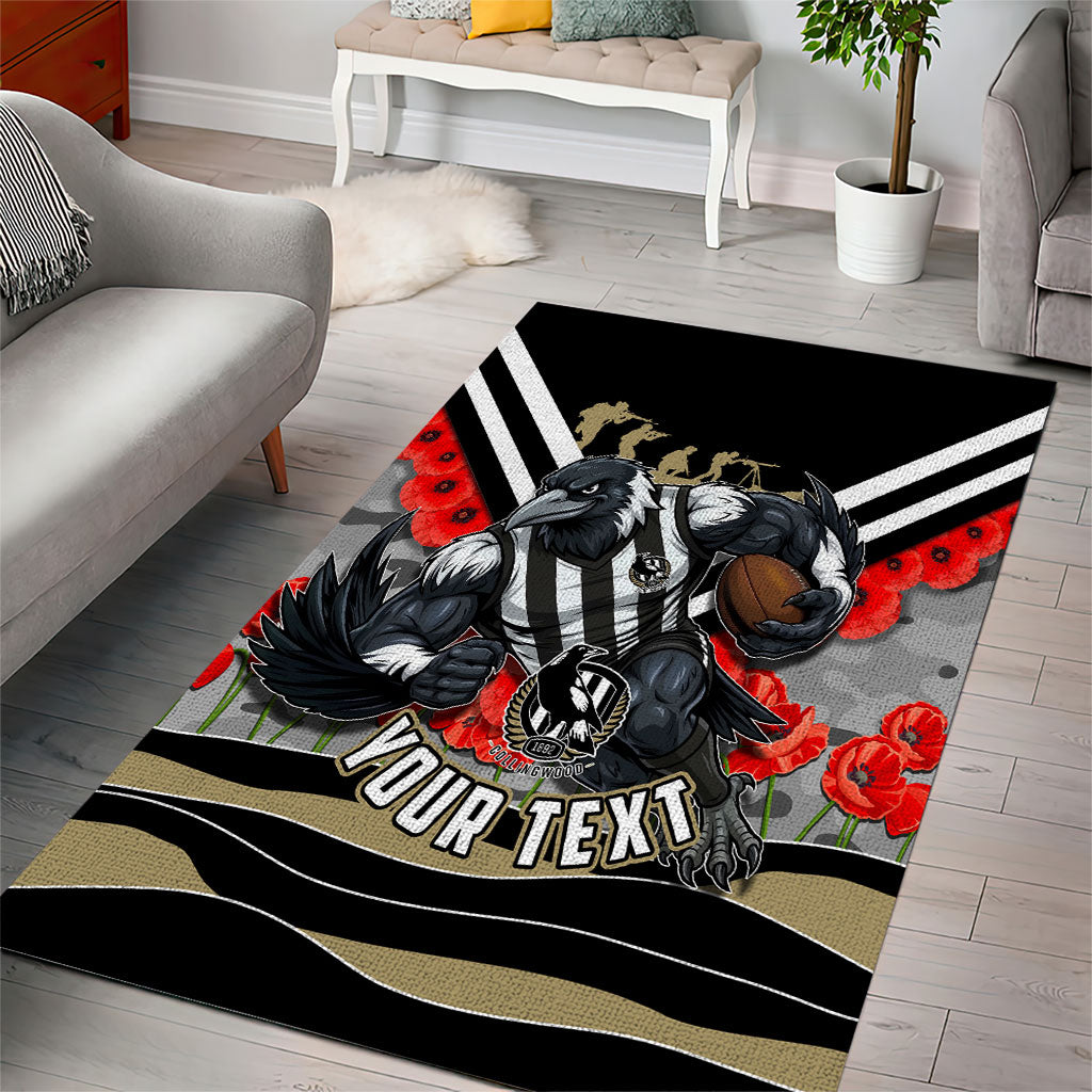 Personalised Collingwood Magpies ANZAC Area Rug Military Remembrance Australian Football Mascot Camouflage