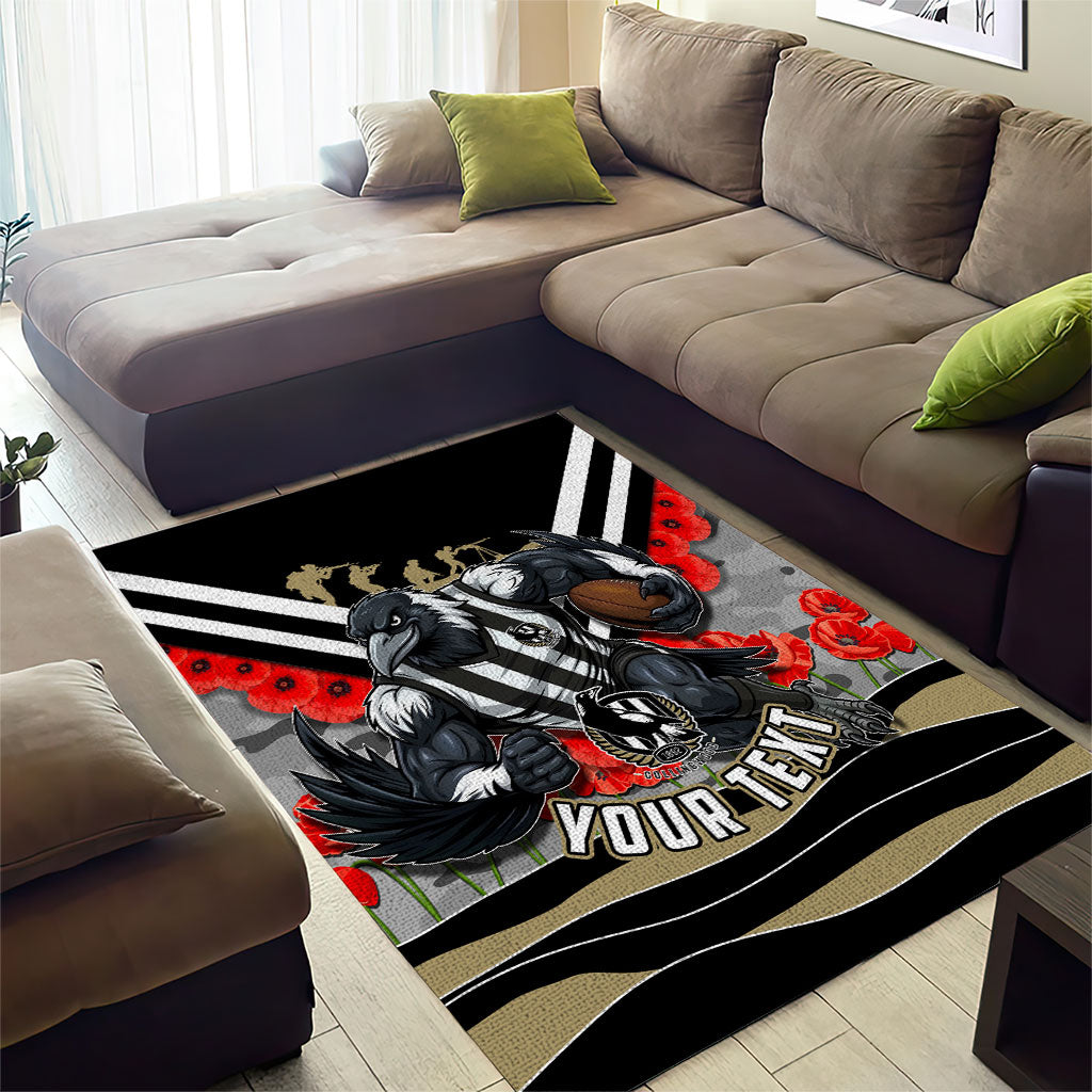 Personalised Collingwood Magpies ANZAC Area Rug Military Remembrance Australian Football Mascot Camouflage