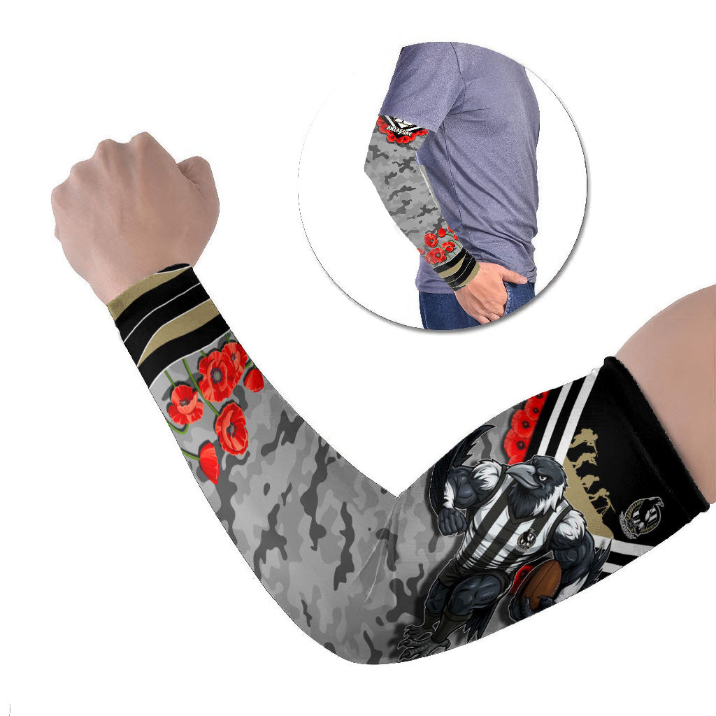 Personalised Collingwood Magpies ANZAC Arm Sleeves Military Remembrance Australian Football Mascot Camouflage