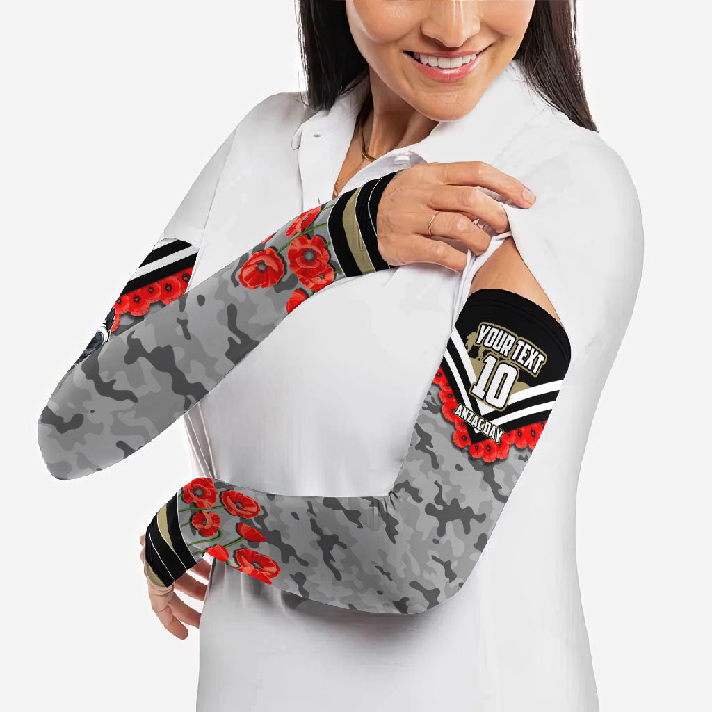 Personalised Collingwood Magpies ANZAC Arm Sleeves Military Remembrance Australian Football Mascot Camouflage