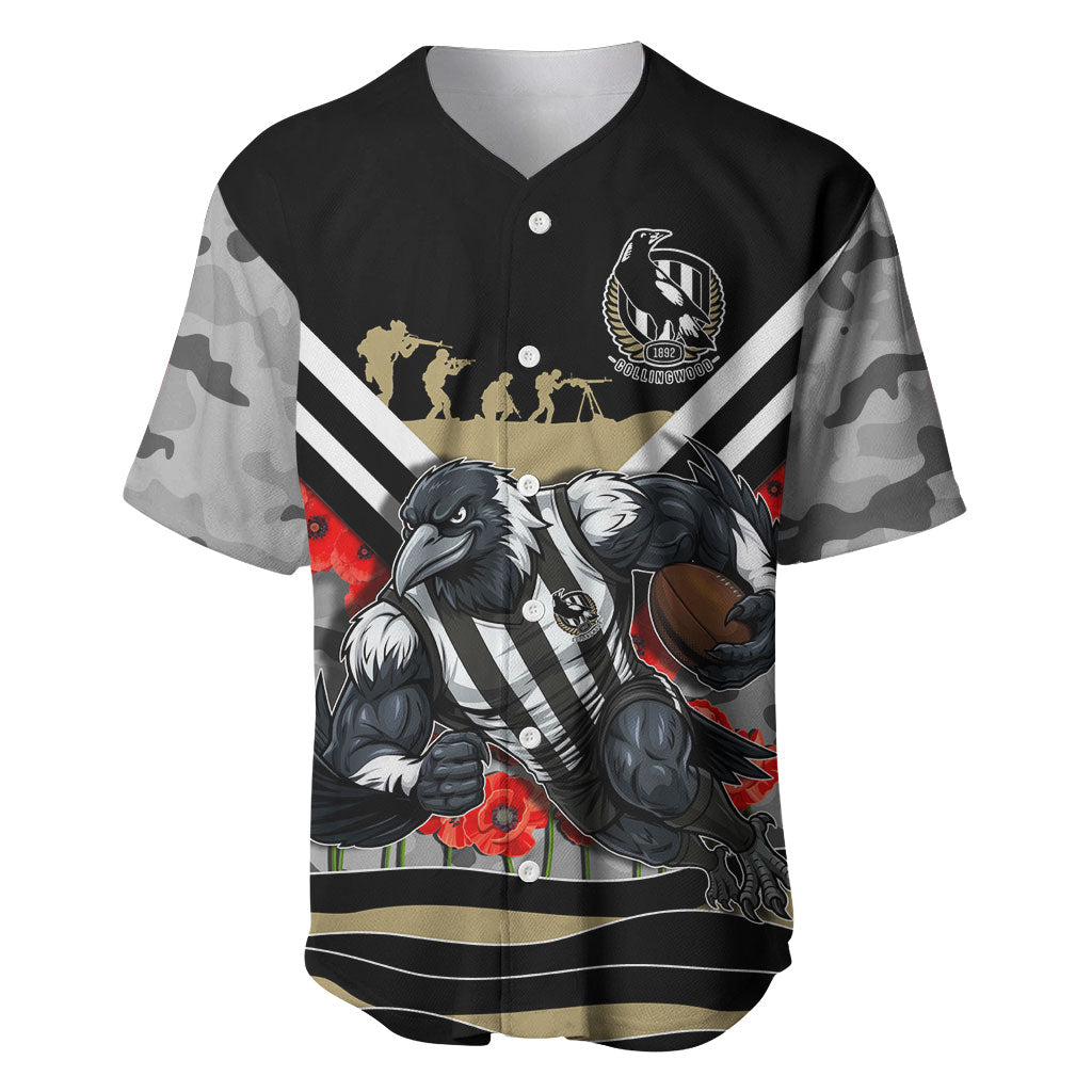 Personalised Collingwood Magpies ANZAC Baseball Jersey Military Remembrance Australian Football Mascot Camouflage