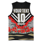 Personalised Collingwood Magpies ANZAC Basketball Jersey Military Remembrance Australian Football Mascot Camouflage