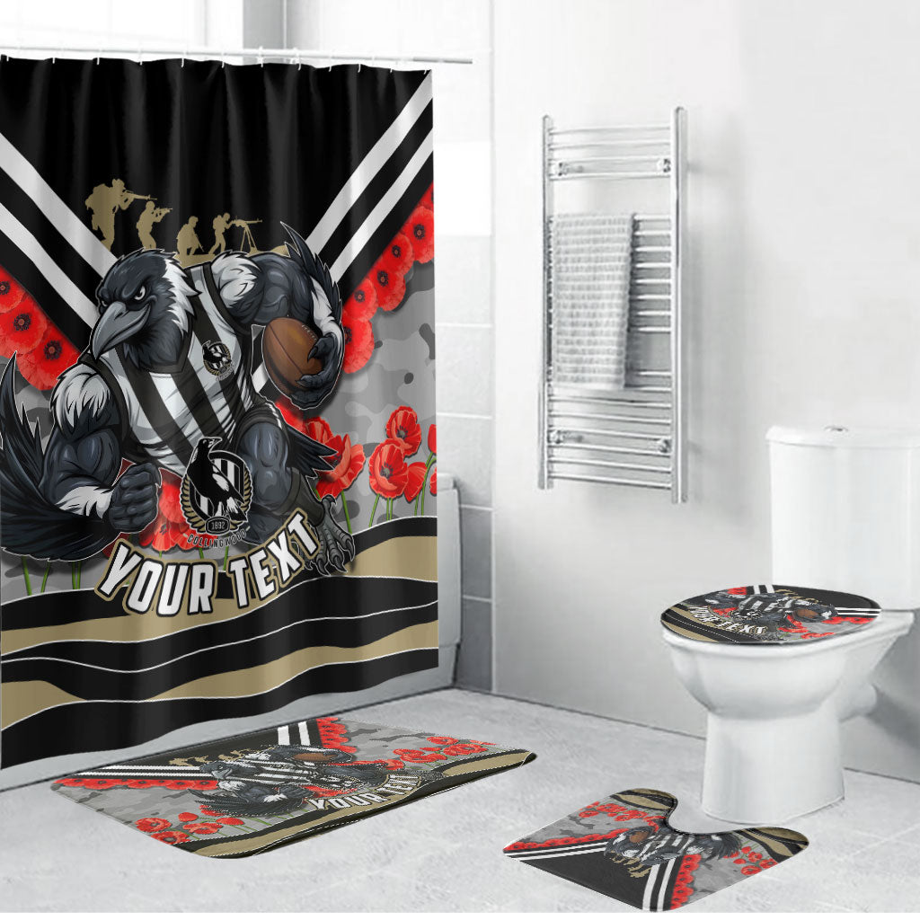 Personalised Collingwood Magpies ANZAC Bathroom Set Military Remembrance Australian Football Mascot Camouflage