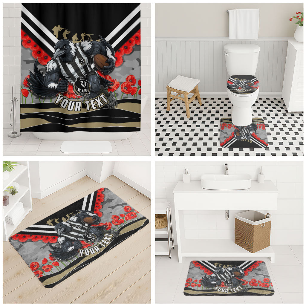 Personalised Collingwood Magpies ANZAC Bathroom Set Military Remembrance Australian Football Mascot Camouflage
