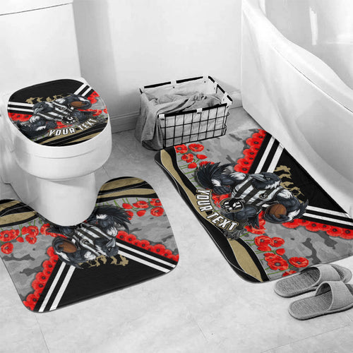 Personalised Collingwood Magpies ANZAC Bathroom Set Military Remembrance Australian Football Mascot Camouflage