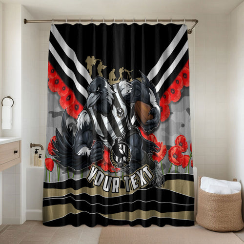 Personalised Collingwood Magpies ANZAC Bathroom Set Military Remembrance Australian Football Mascot Camouflage